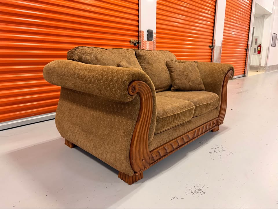 Loveseat with Wooden Accents