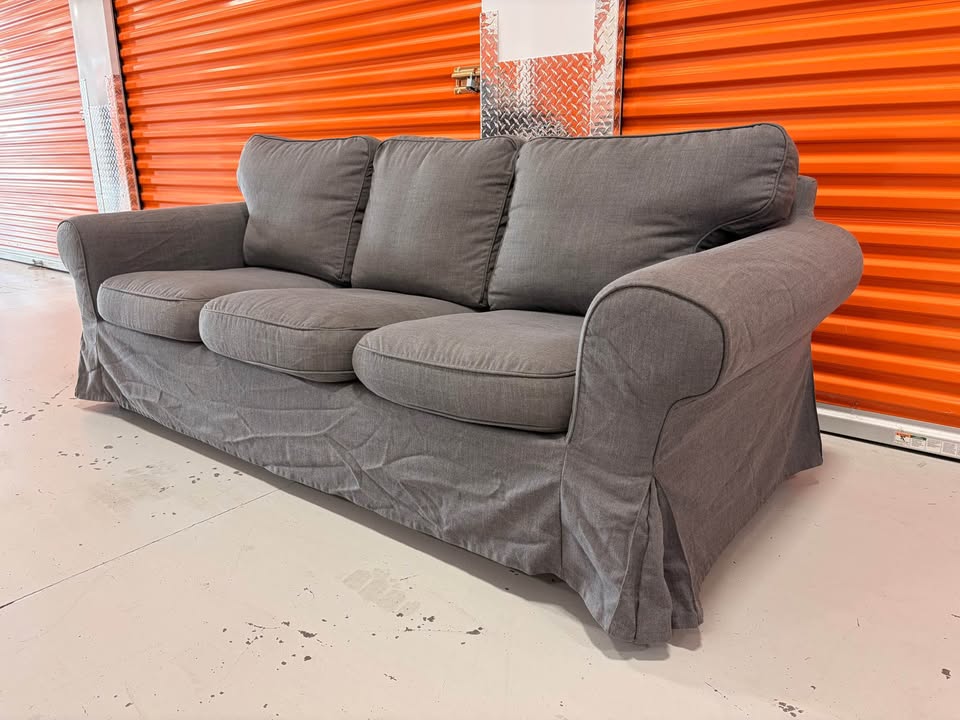 Grey 3 Seater Couch with Skirt