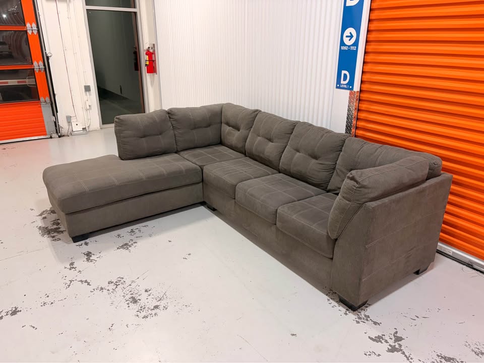 Large Grey Checkered Left Facing Sectional