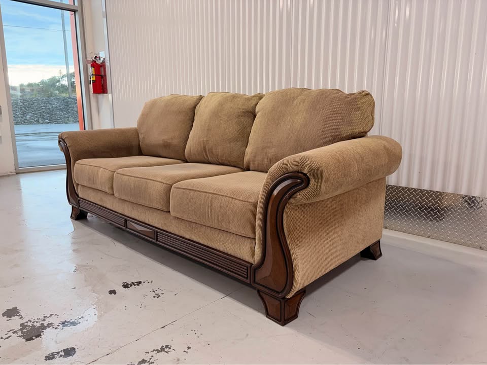 Big Comfy Couch with Wooden Accents