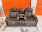 Suede Power Reclining Couch with USB Chargers