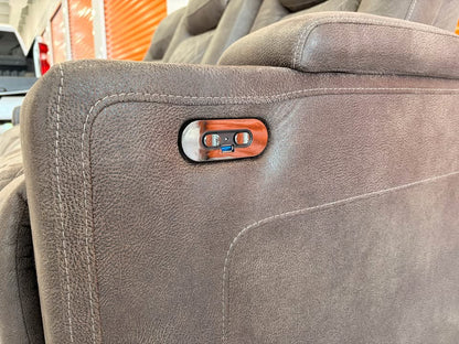 Suede Power Reclining Couch with USB Chargers