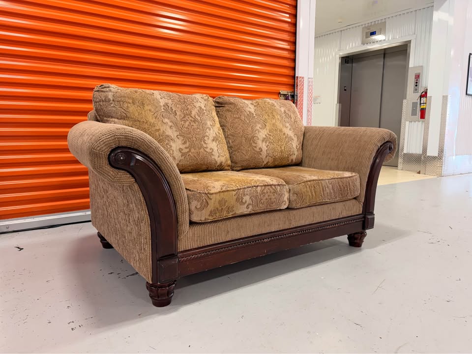 Brown Patterned Loveseat