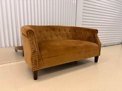 Tufted Gold Loveseat