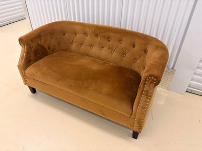 Tufted Gold Loveseat