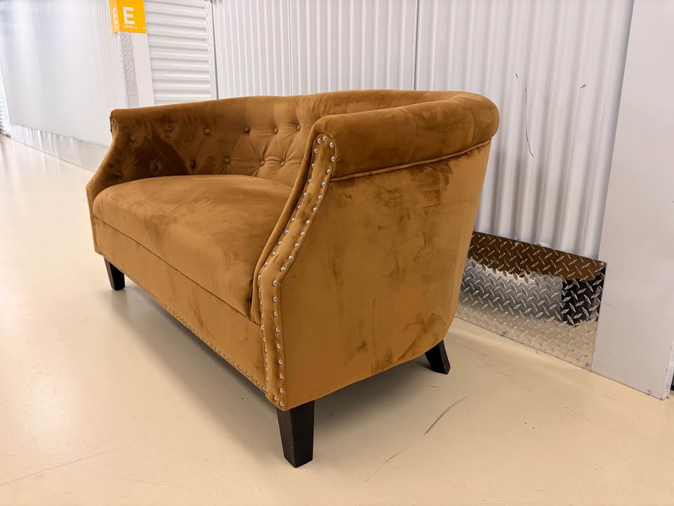 Tufted Gold Loveseat