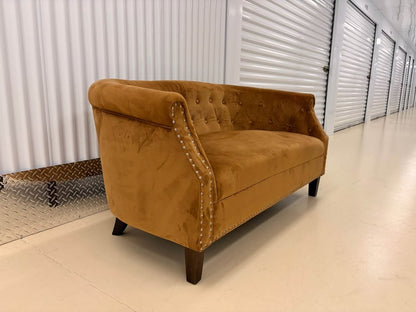 Tufted Gold Loveseat