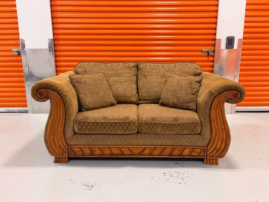 Loveseat with Wooden Accents