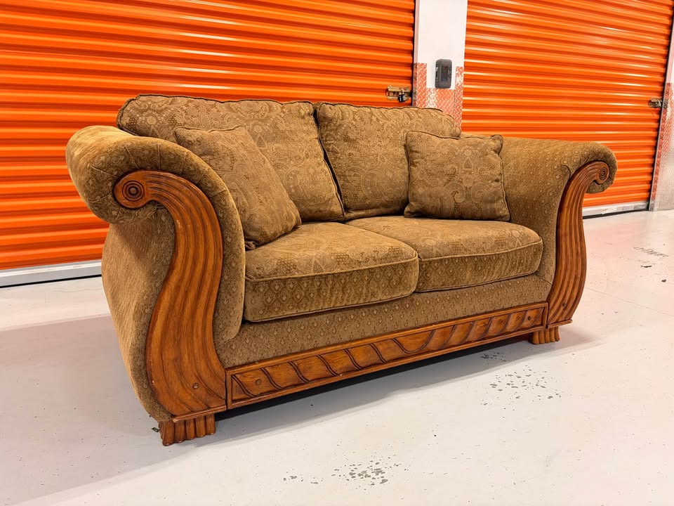 Loveseat with Wooden Accents