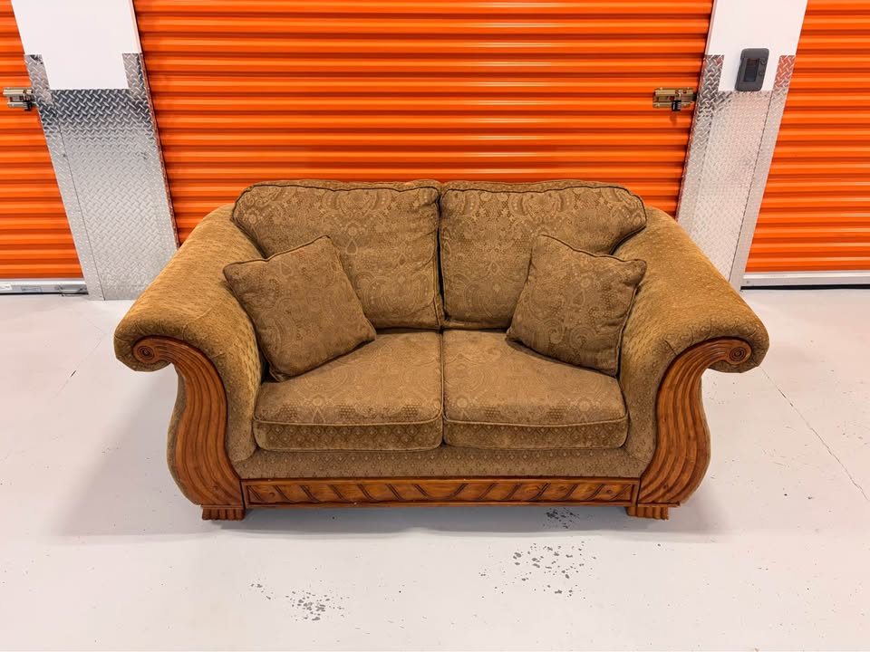 Loveseat with Wooden Accents