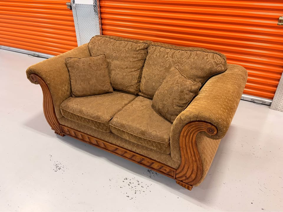 Loveseat with Wooden Accents