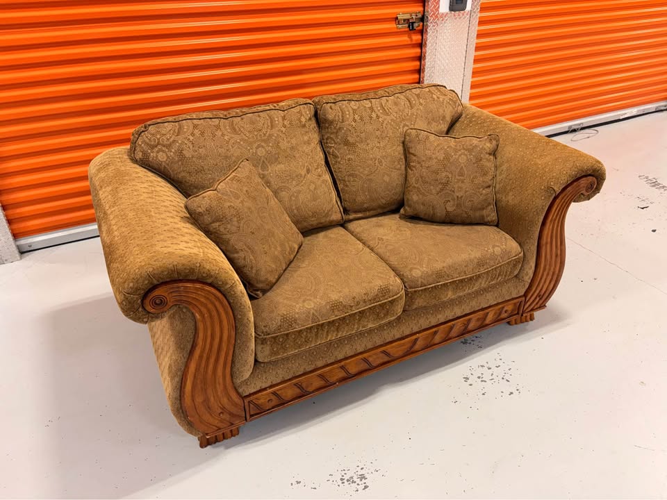 Loveseat with Wooden Accents