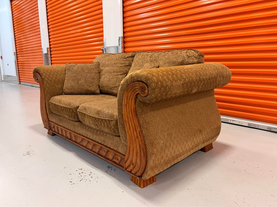 Loveseat with Wooden Accents