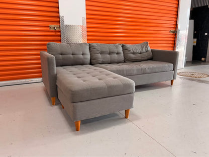 Grey Tufted Reversible Sectional