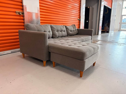 Grey Tufted Reversible Sectional
