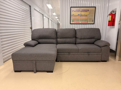 Grey Pullout Sectional with Storage