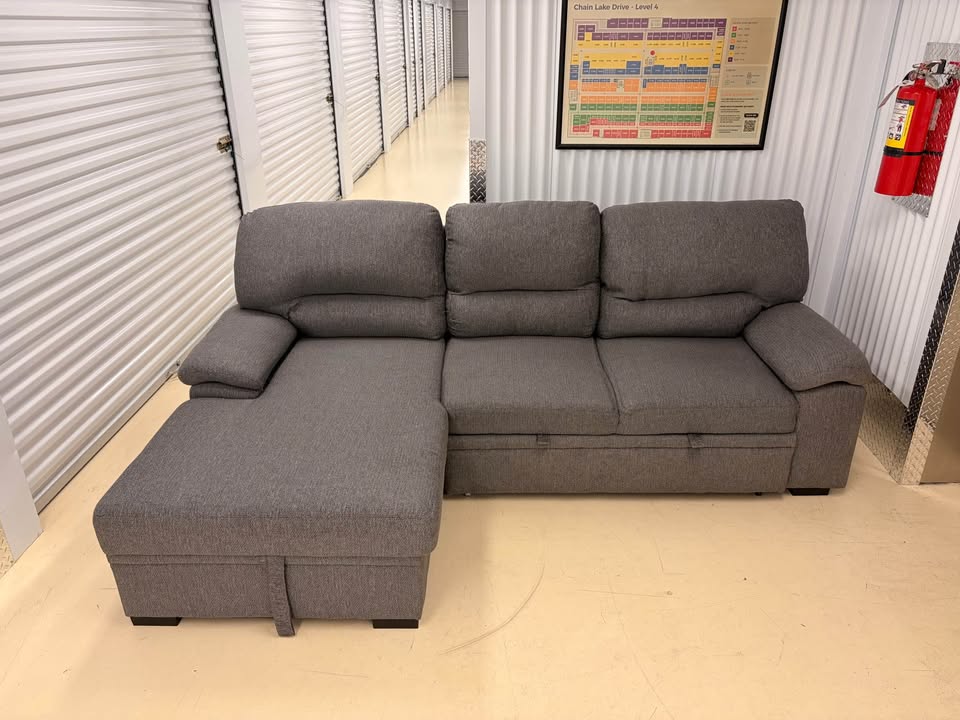 Grey Pullout Sectional with Storage