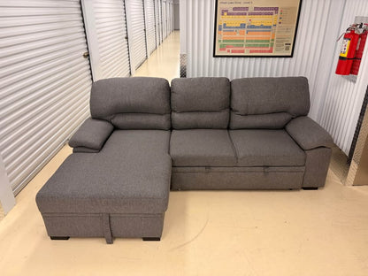 Grey Pullout Sectional with Storage