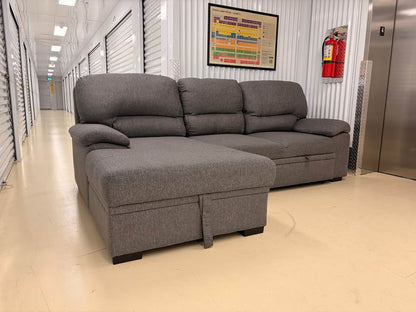 Grey Pullout Sectional with Storage