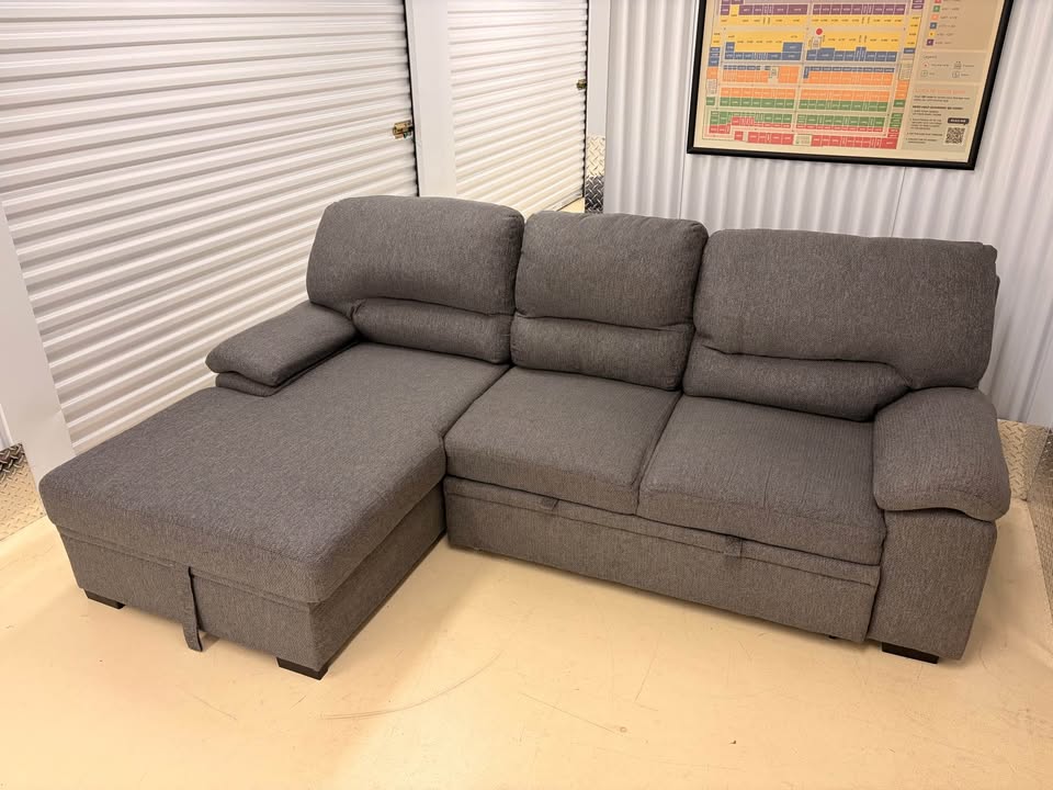 Grey Pullout Sectional with Storage