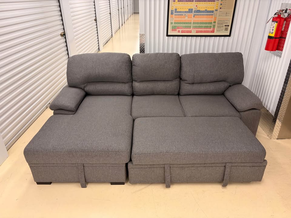 Grey Pullout Sectional with Storage