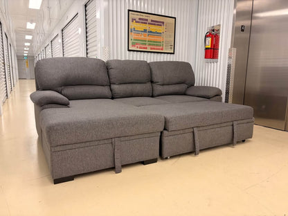 Grey Pullout Sectional with Storage