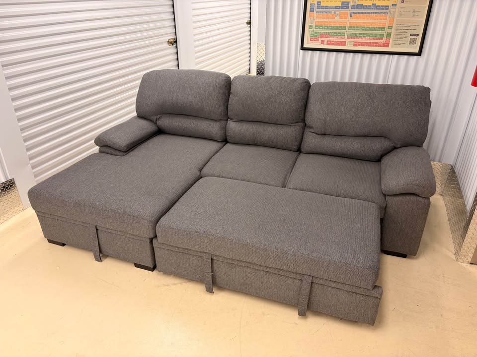 Grey Pullout Sectional with Storage