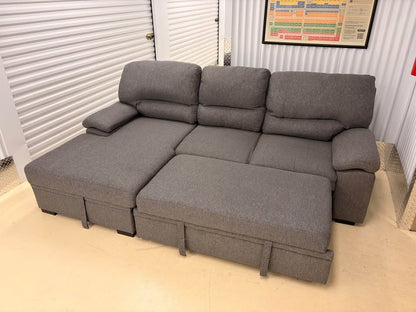Grey Pullout Sectional with Storage