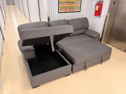 Grey Pullout Sectional with Storage