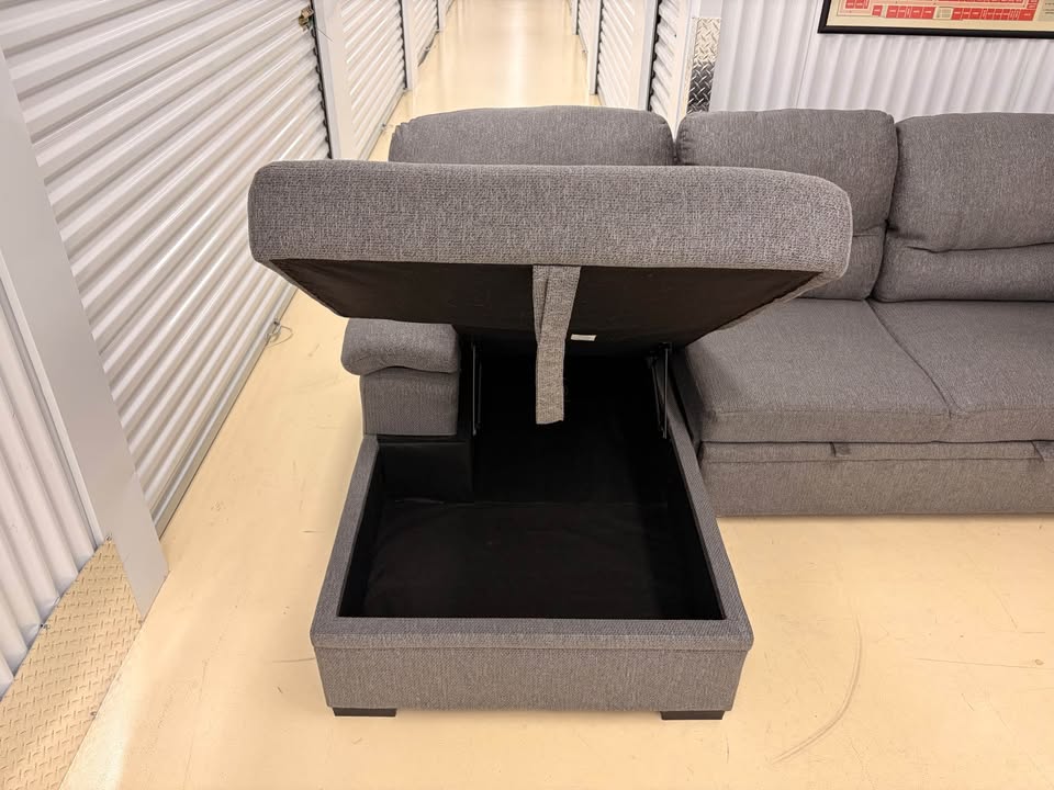 Grey Pullout Sectional with Storage