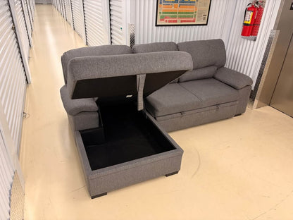 Grey Pullout Sectional with Storage