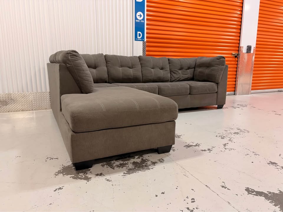 Large Grey Checkered Left Facing Sectional