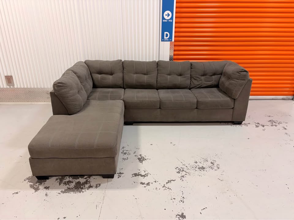 Large Grey Checkered Left Facing Sectional