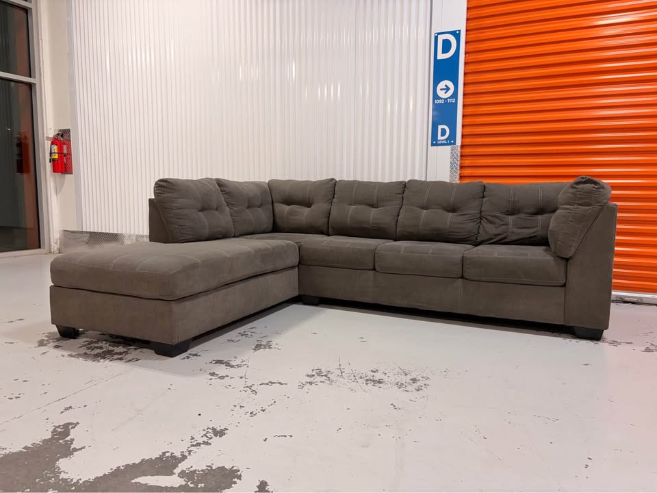 Large Grey Checkered Left Facing Sectional