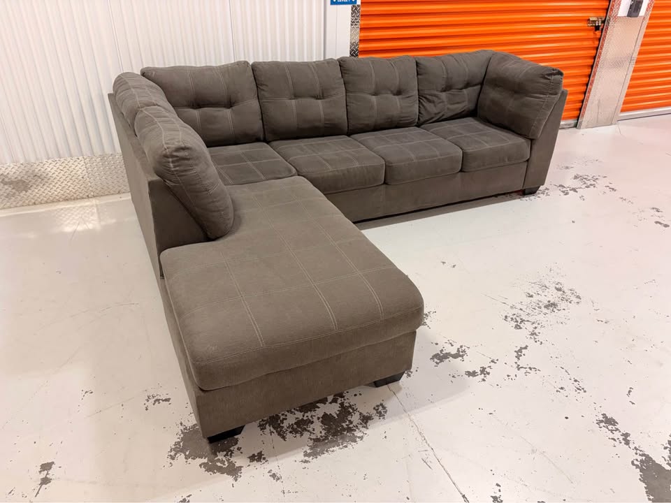 Large Grey Checkered Left Facing Sectional