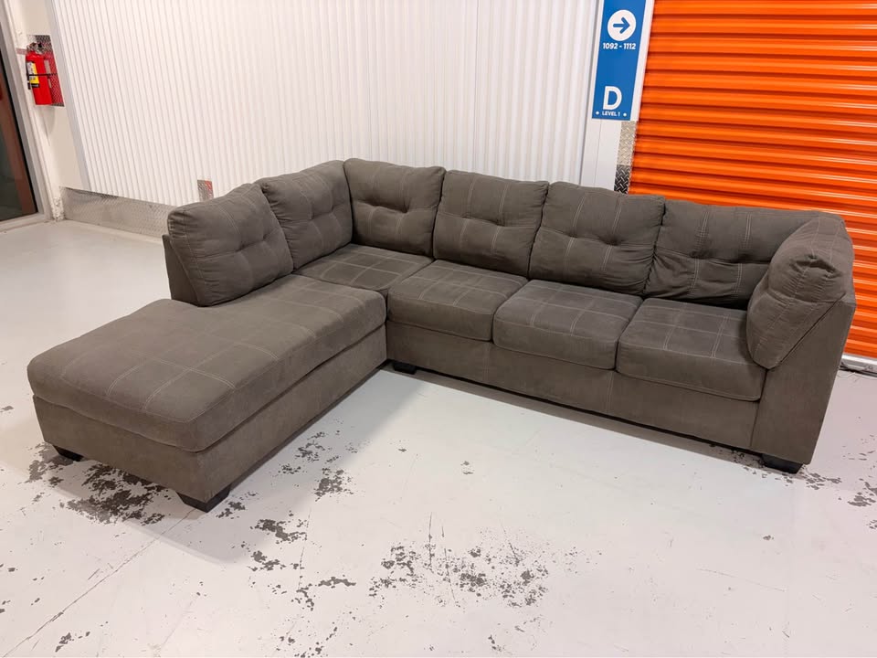Large Grey Checkered Left Facing Sectional