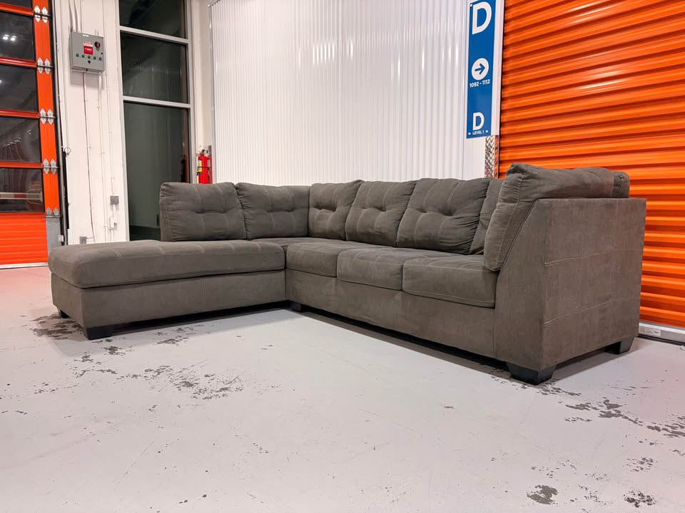 Large Grey Checkered Left Facing Sectional