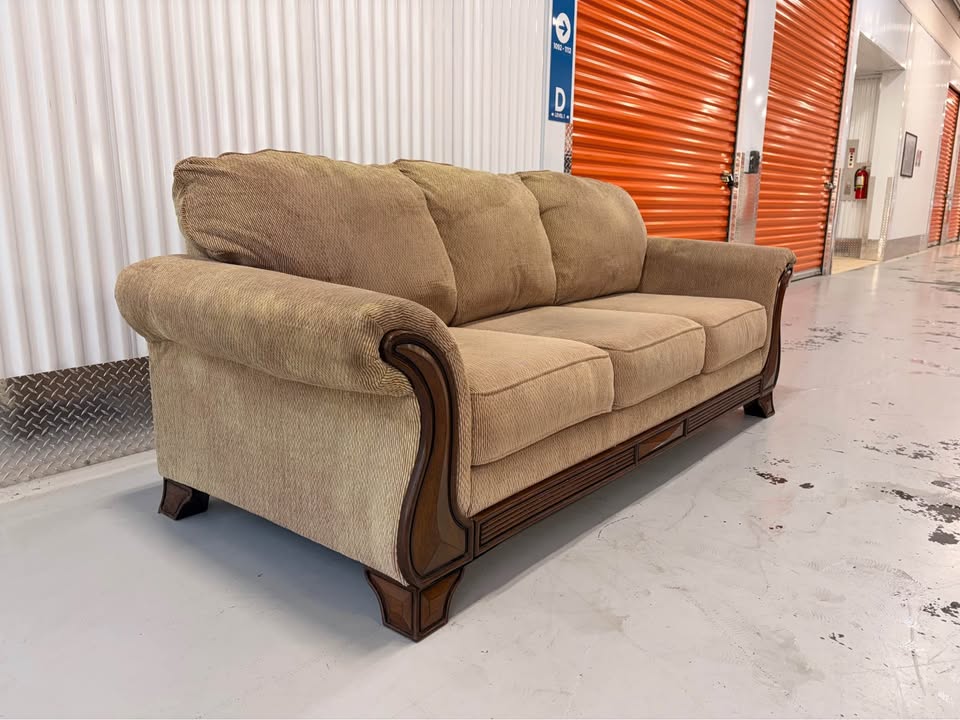 Big Comfy Couch with Wooden Accents