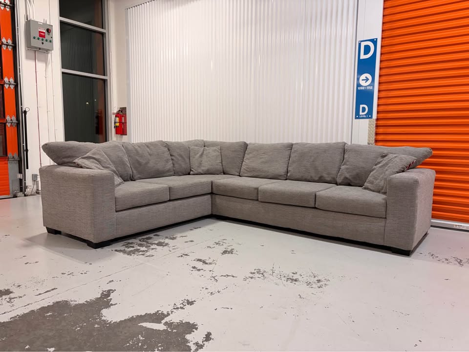Huge Grey Sectional with Throw Cushions
