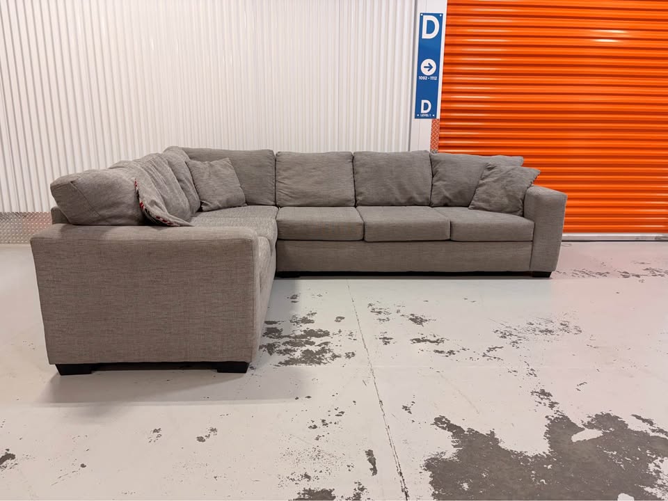 Huge Grey Sectional with Throw Cushions