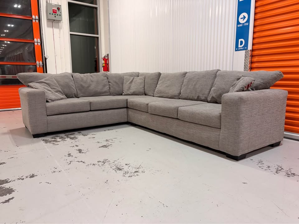 Huge Grey Sectional with Throw Cushions