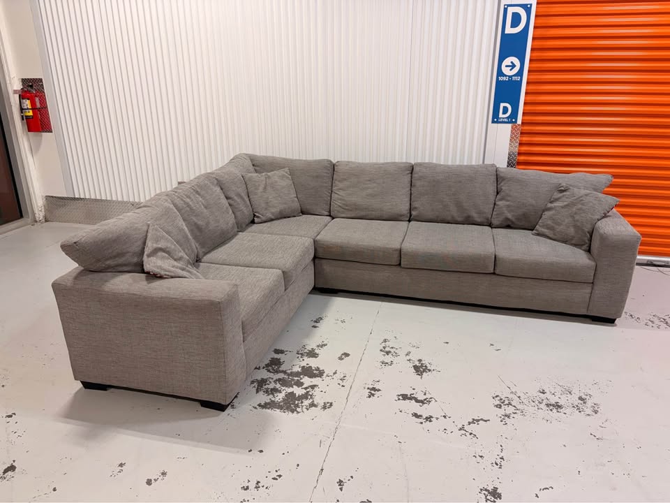 Huge Grey Sectional with Throw Cushions
