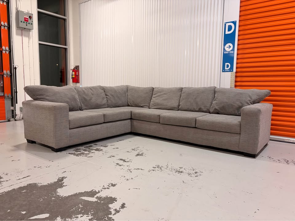 Huge Grey Sectional with Throw Cushions