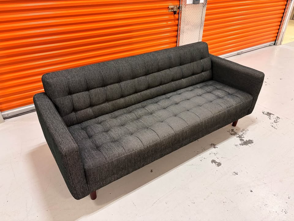 Modern Dark Grey Tufted Couch