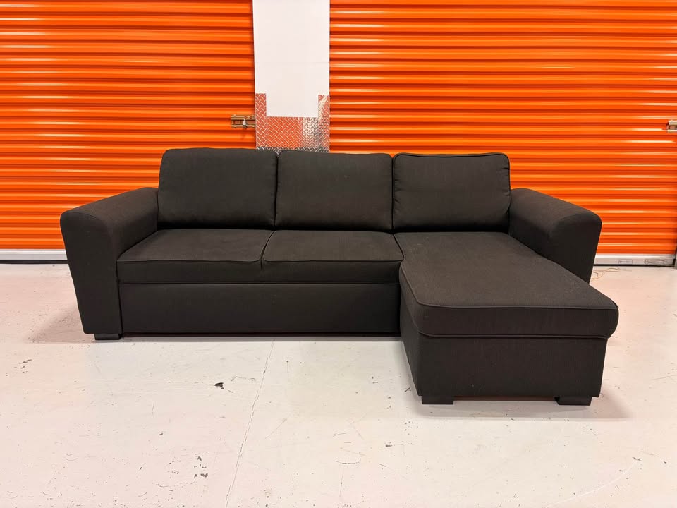 Comfy Black Pullout Sectional with Storage