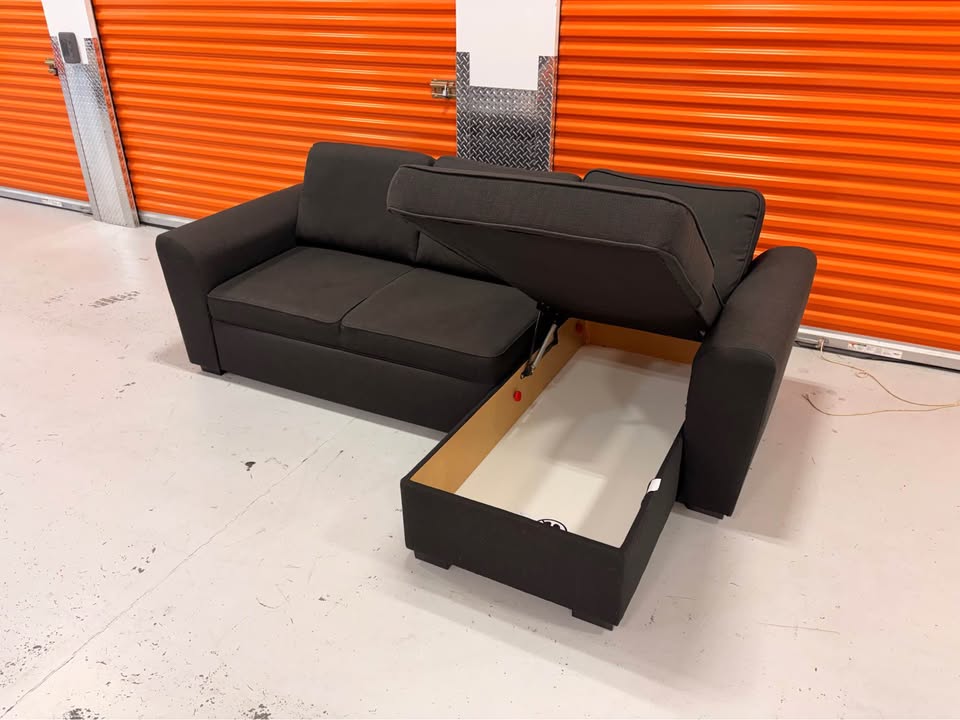 Comfy Black Pullout Sectional with Storage