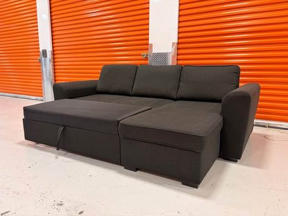 Comfy Black Pullout Sectional with Storage
