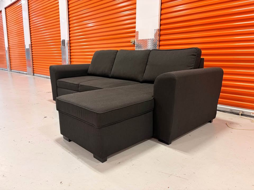 Comfy Black Pullout Sectional with Storage